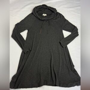 Lou & Grey Cowl Neck A Line Charcoal Long Sleeve Dress